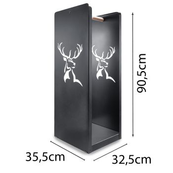 Preview: Holzlager | Kaminholzbox | schwarz | Motiv Hirsch Preview: Holzlager | Kaminholzbox | schwarz | Motiv Hirsch